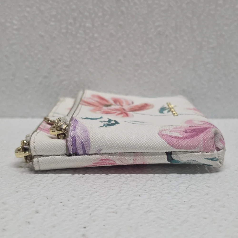 Nanette Lepore White Pink Floral Zip Change Purse Wallet